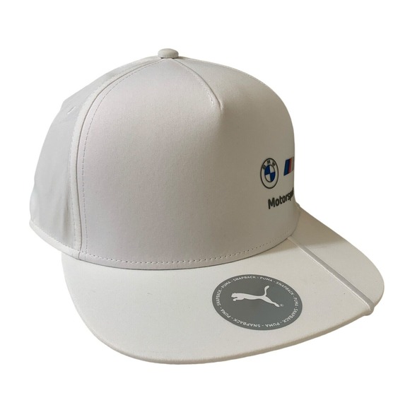 Puma BMW M Motorsport Racing White Flat Brim Adjustable Snapback Hat Cap OSFM - Picture 1 of 8